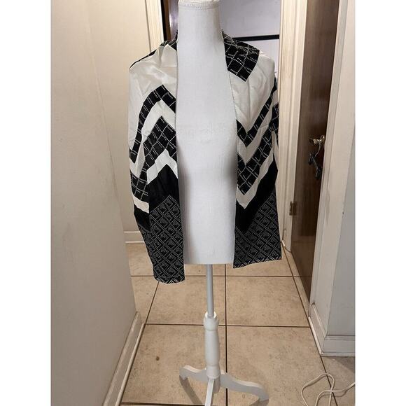 Jones New York Black White Dotted Silk Rectangle Scarf 56x10 - Picture 1 of 5